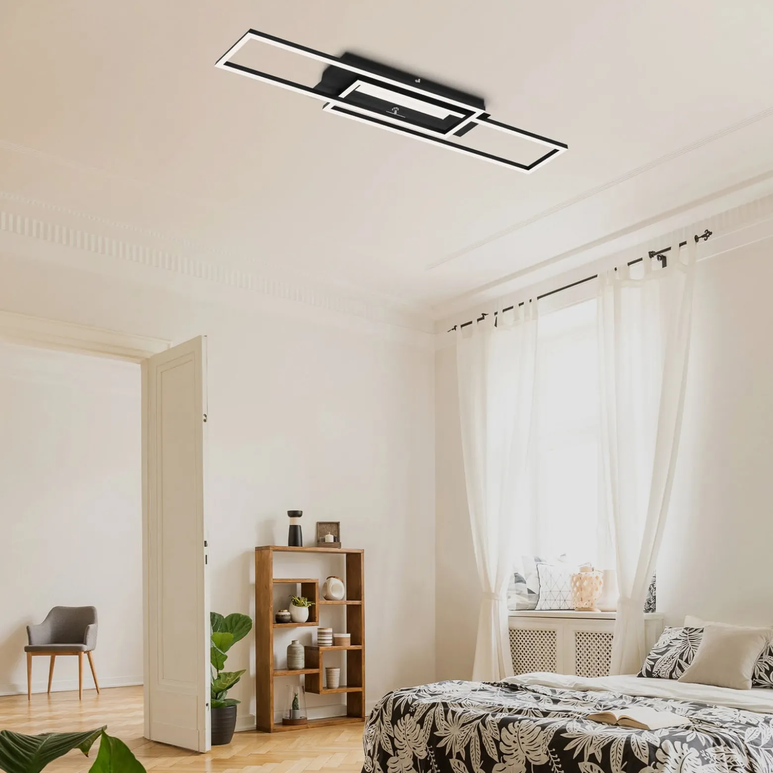 LED-Deckenleuchte Frame Mid, 3.000 K, schwarz