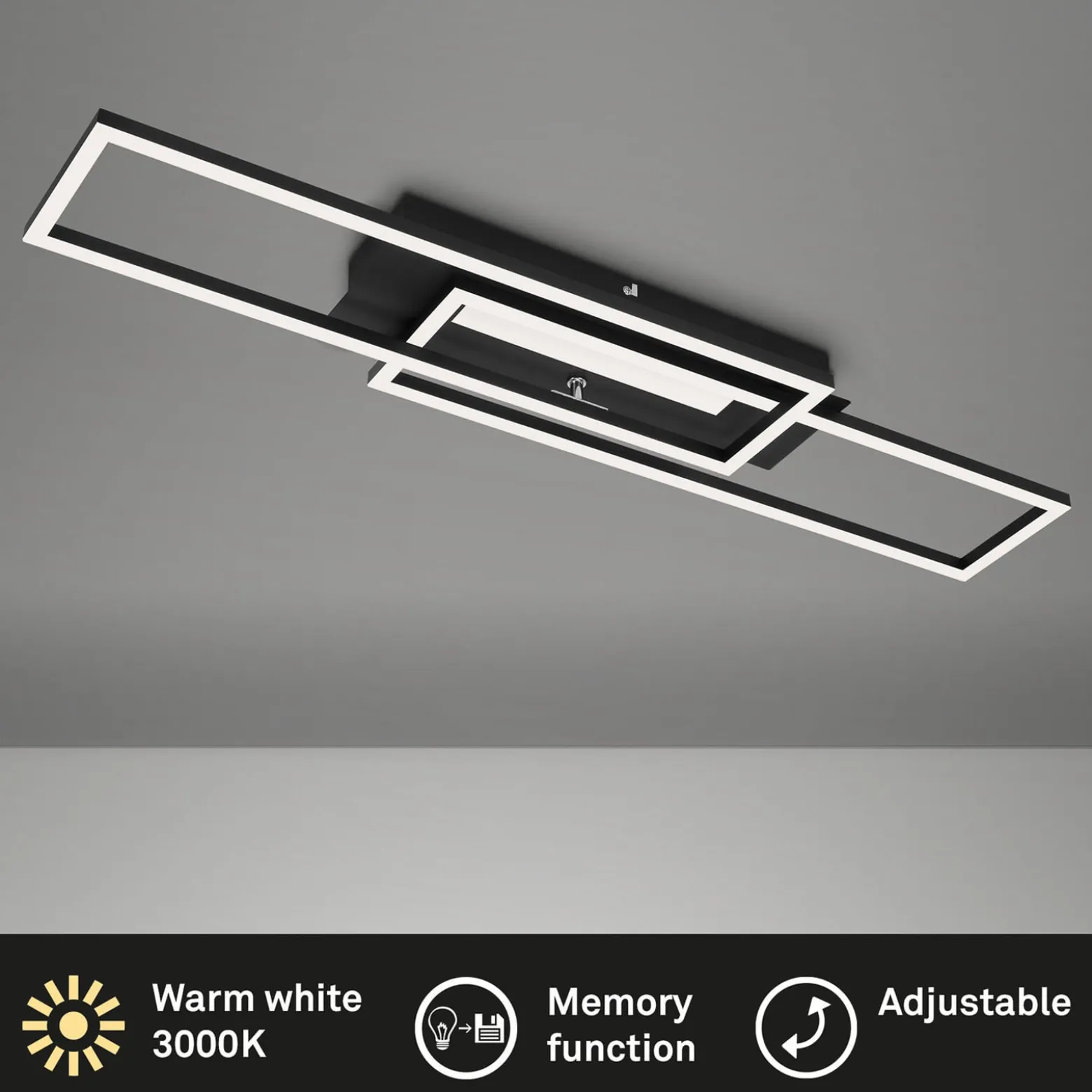 LED-Deckenleuchte Frame Mid, 3.000 K, schwarz