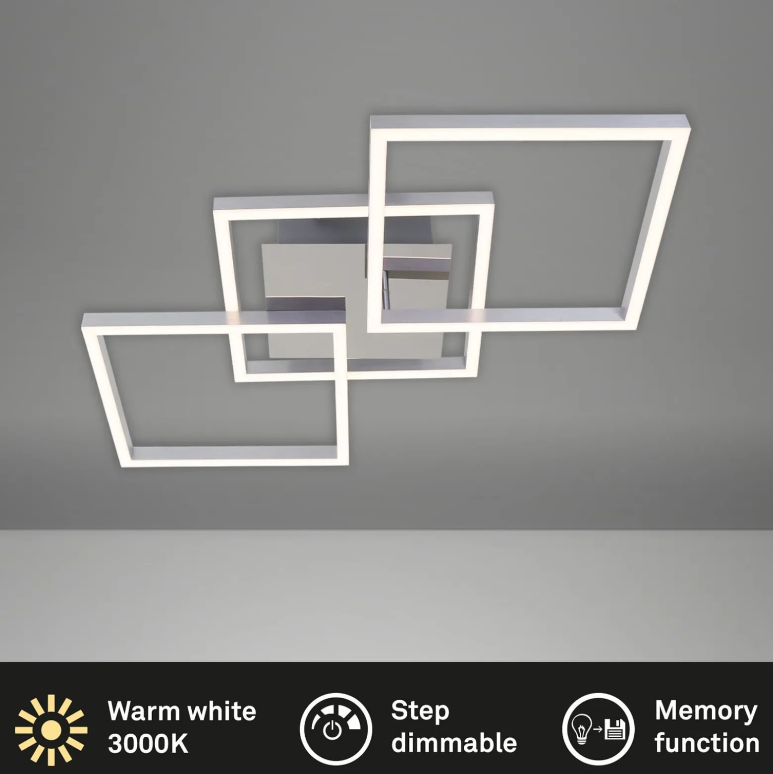 LED-Deckenleuchte Frame step-dim chrom-alu 76x37cm