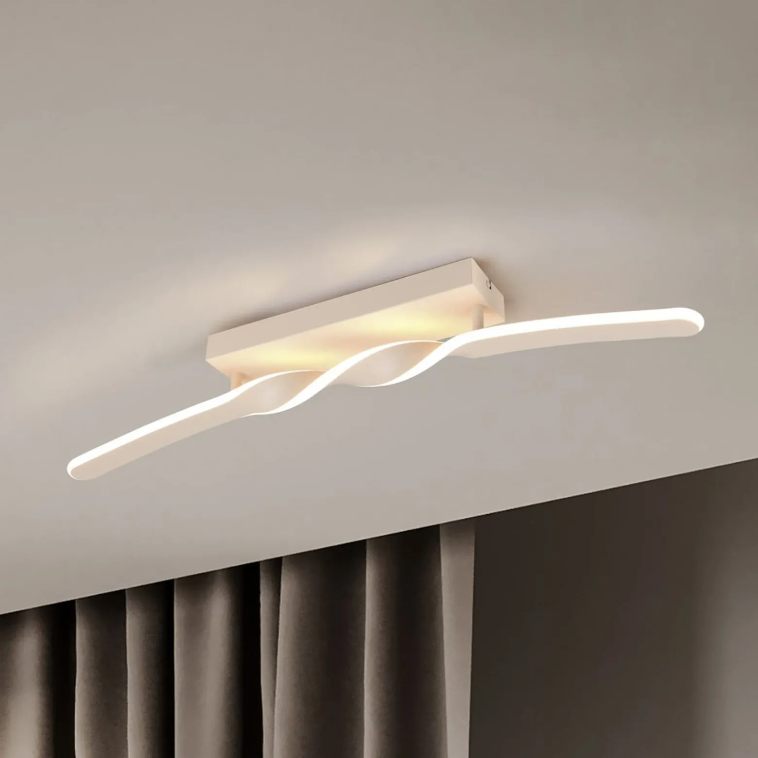 LED-Deckenleuchte Ginko, sand, Metall, Länge 79 cm