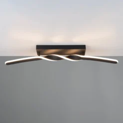 LED-Deckenleuchte Ginko, schwarz matt, Metall, Länge 79 cm