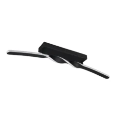 LED-Deckenleuchte Ginko, schwarz matt, Metall, Länge 79 cm
