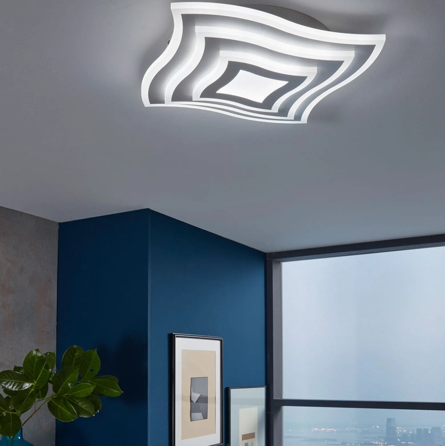 LED-Deckenleuchte Gorden mit Fernbedienung, Rahmen