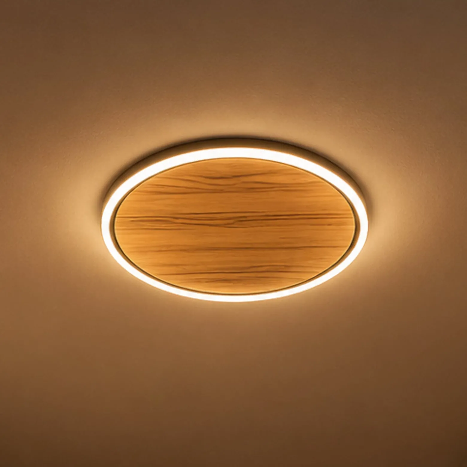 LED-Deckenleuchte Havana S, Asteiche/Metall, Ø 38 cm