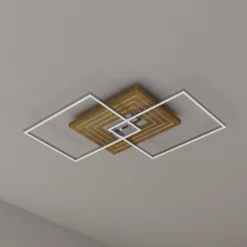 LED-Deckenleuchte Inka L, Länge 75 cm, holz hell, dimmbar