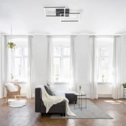 LED-Deckenleuchte Iven, dim, schwarz, 53x53cm