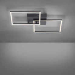 LED-Deckenleuchte Iven, dim, schwarz, 53x53cm