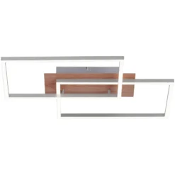 LED-Deckenleuchte Iven, dim, stahl/holz, 50,4x42cm