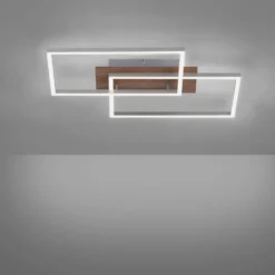 LED-Deckenleuchte Iven, dim, stahl/holz, 50,4x42cm