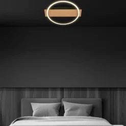 LED-Deckenleuchte Kada, Ø 30 cm, Holz, Metall, schwarz