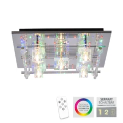 LED-Deckenleuchte Kemal 2.0, chrom mit RGB