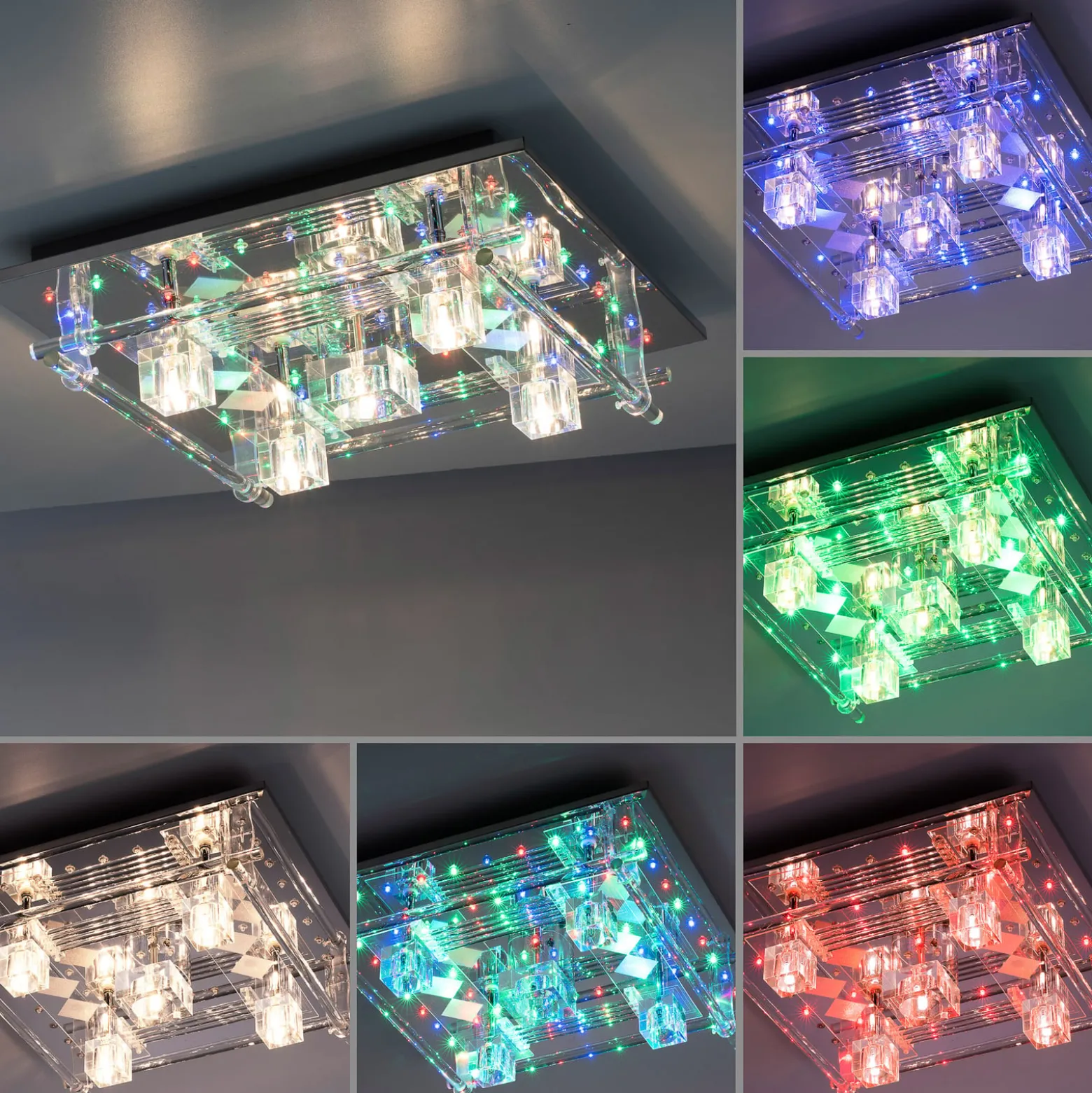 LED-Deckenleuchte Kemal 2.0, chrom mit RGB