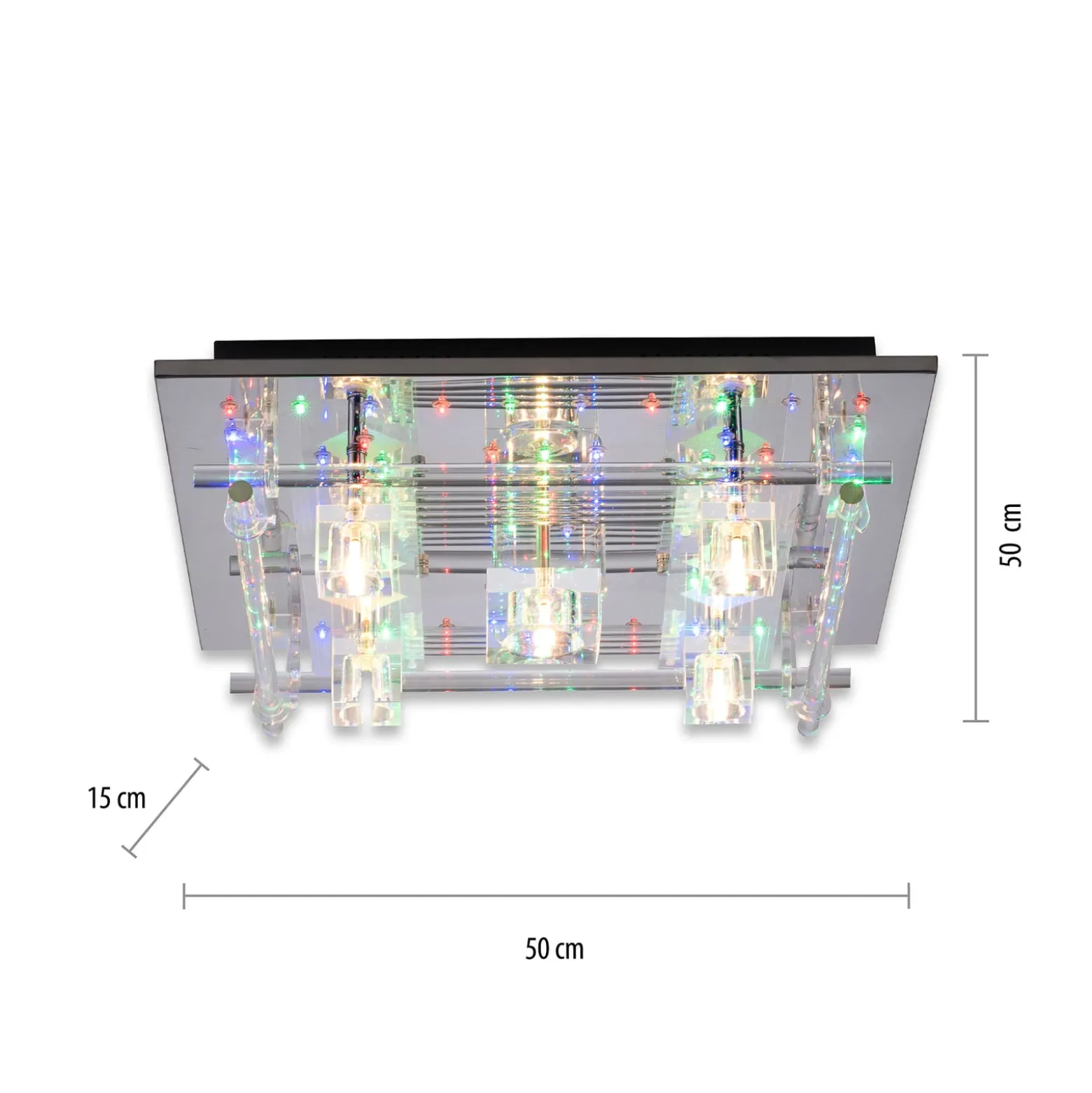 LED-Deckenleuchte Kemal 2.0, chrom mit RGB
