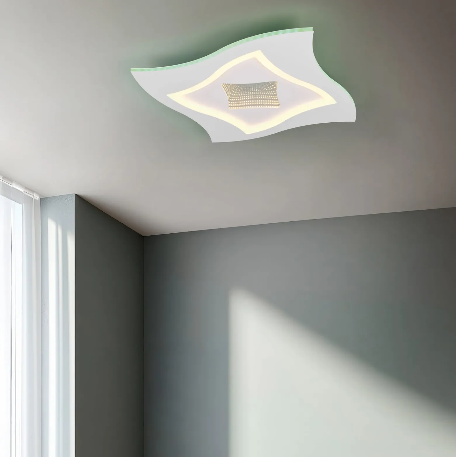 LED-Deckenleuchte Klint, Länge 50 cm, weiß matt, Metall RGBW