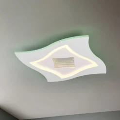 LED-Deckenleuchte Klint, Länge 50 cm, weiß matt, Metall RGBW