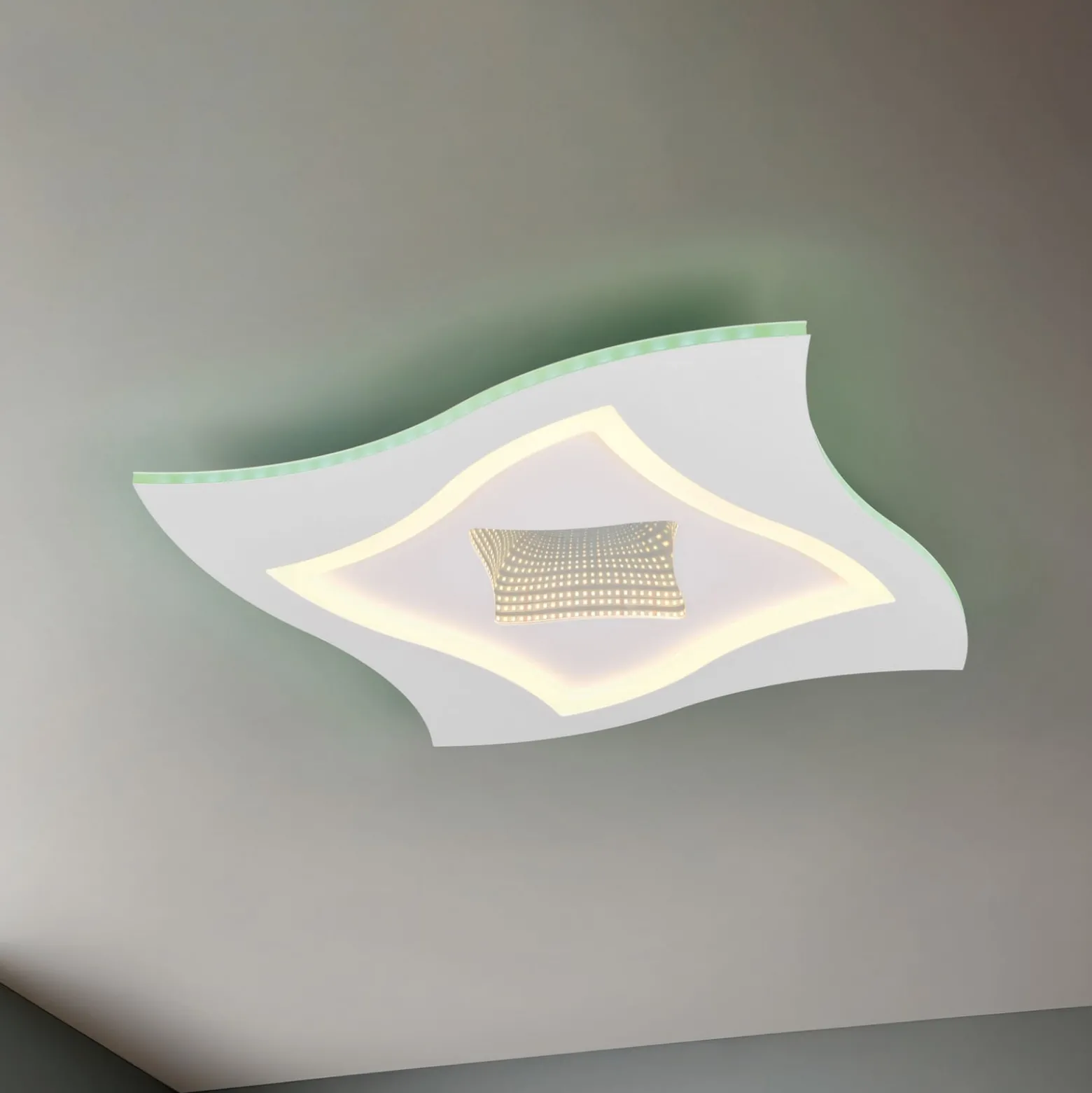 LED-Deckenleuchte Klint, Länge 50 cm, weiß matt, Metall RGBW