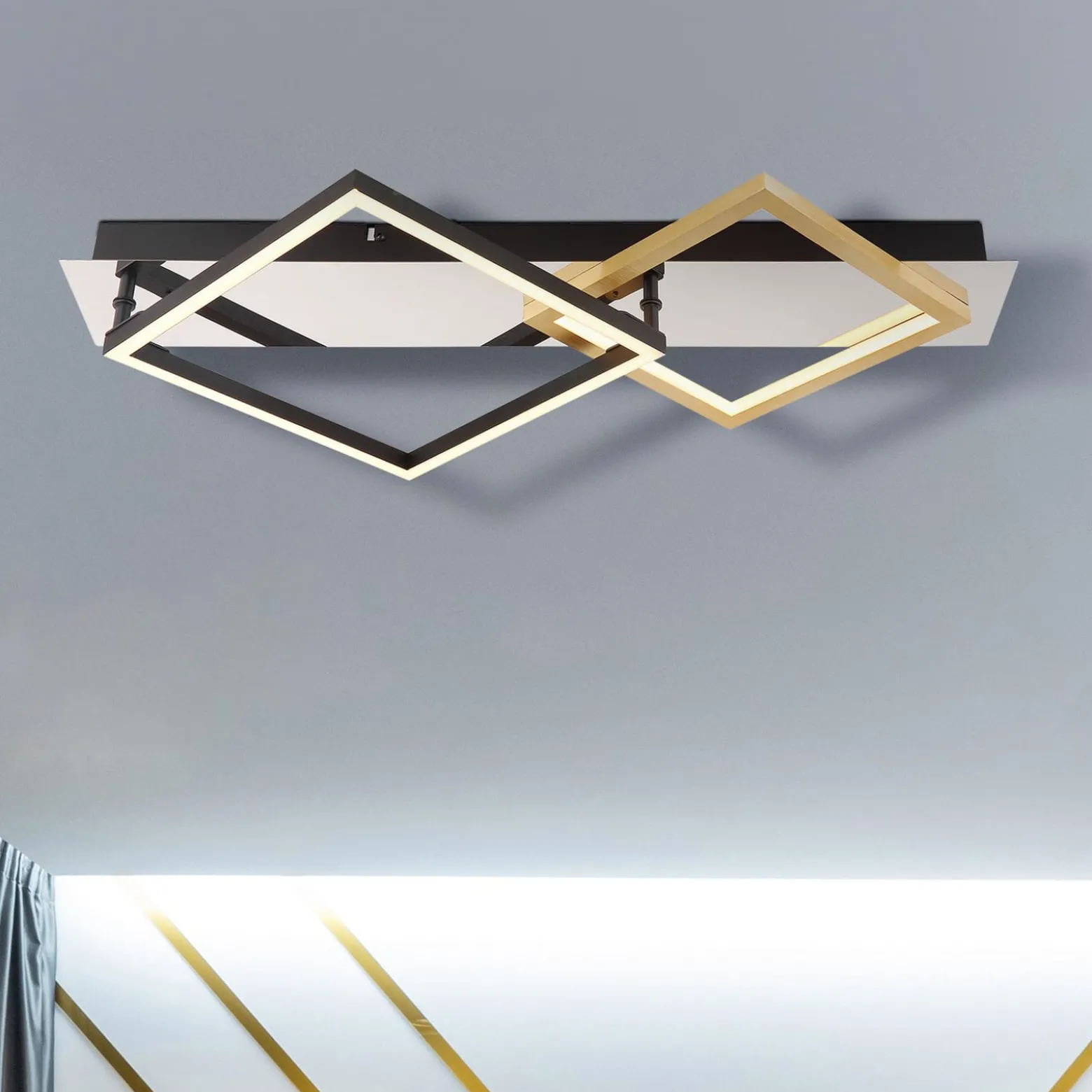 LED-Deckenleuchte Lesina, 2-flg., goldfarben/schwarz, Alu