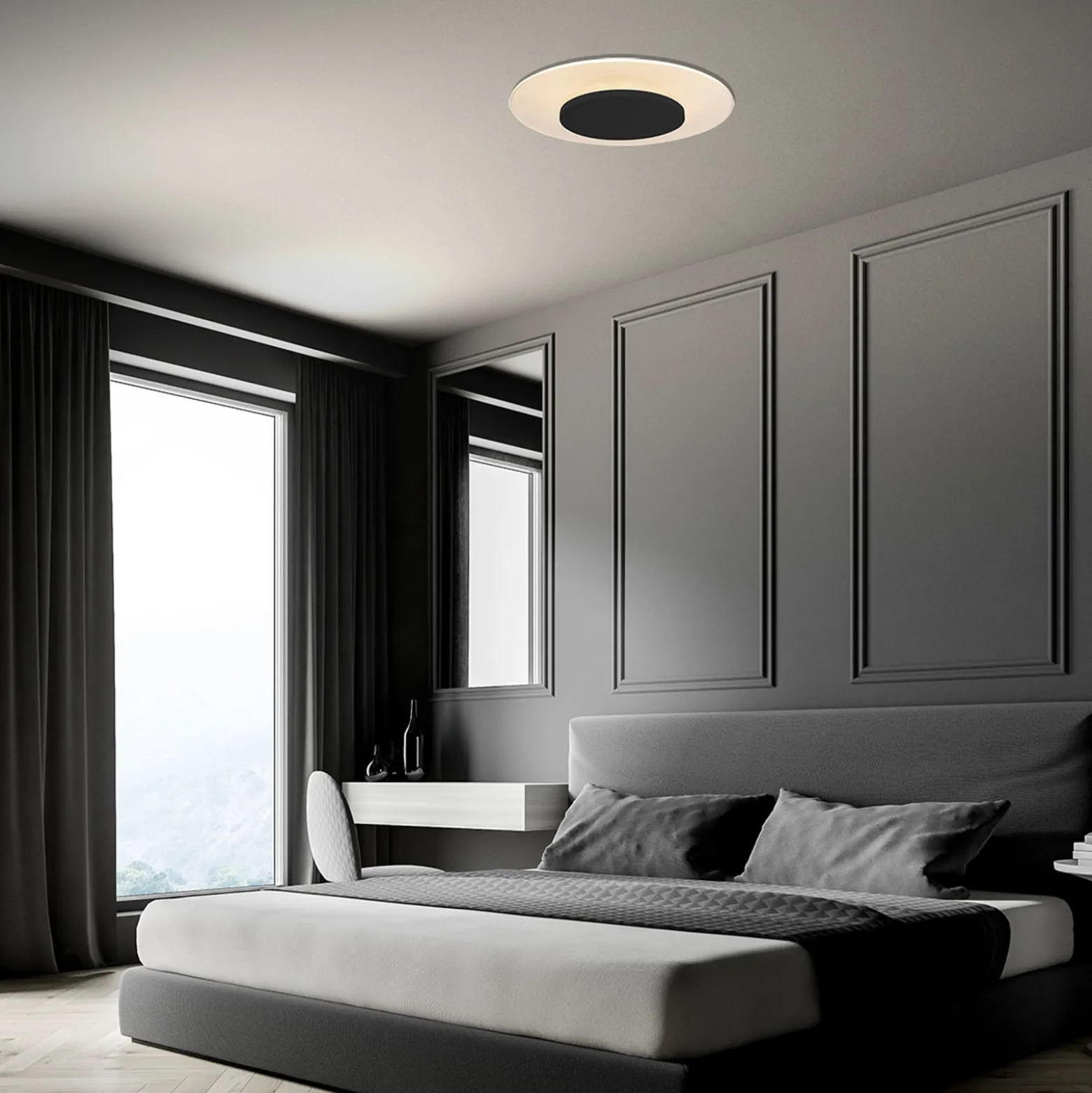LED-Deckenleuchte Lido, schwarz, Ø 42cm