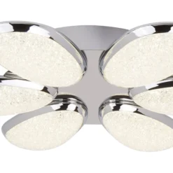 LED-Deckenleuchte Lori, 6-flg., 52 cm, chrom/gefrostet, Glas
