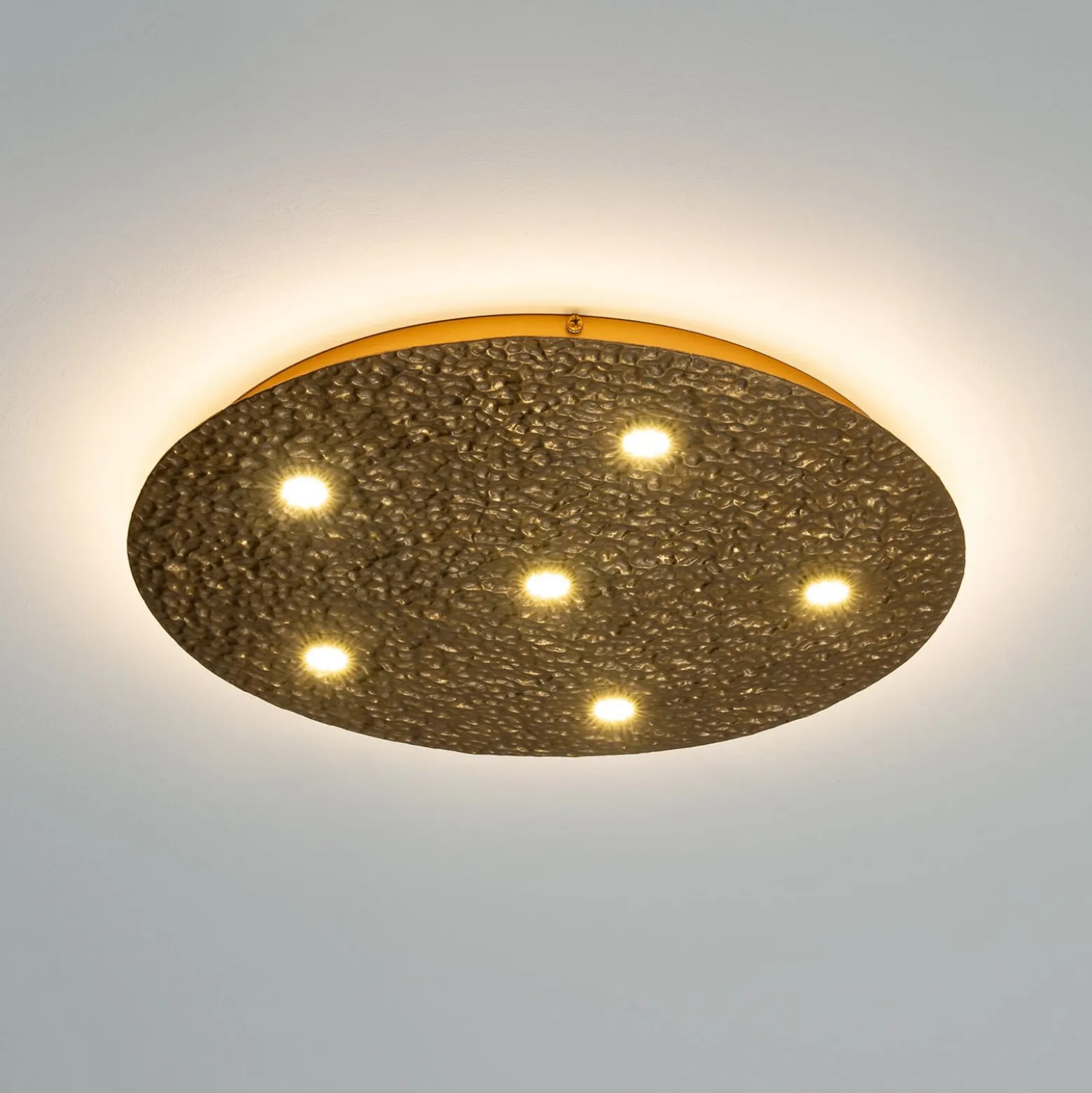 LED-Deckenleuchte LUNADORIA, goldfarben, Ø 60 cm, Metall dim