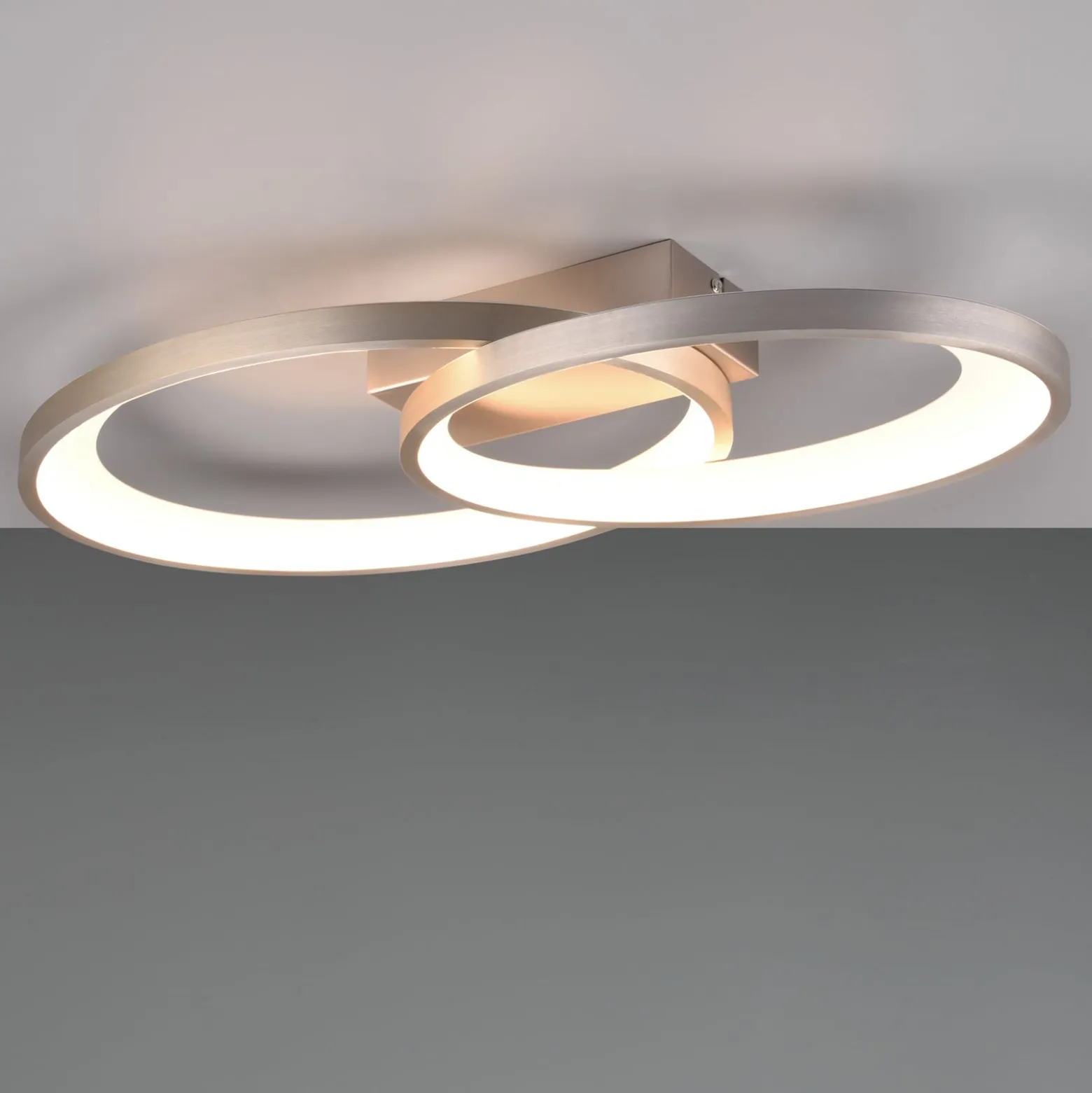 LED-Deckenleuchte Malaga mit 2 Ringen, nickel matt
