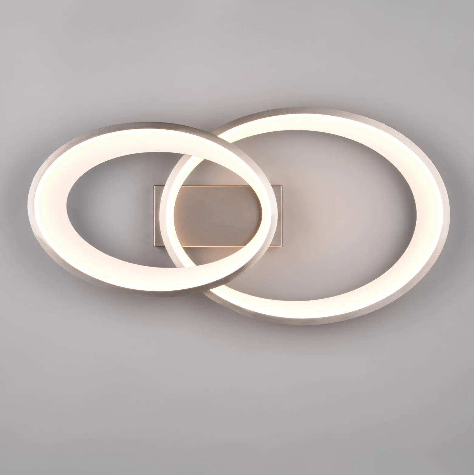 LED-Deckenleuchte Malaga mit 2 Ringen, nickel matt