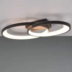 LED-Deckenleuchte Malaga mit 2 Ringen, schwarz