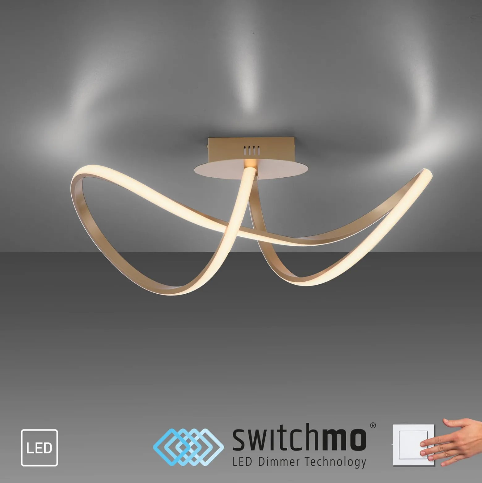 LED-Deckenleuchte Maria, dimmbar, messing