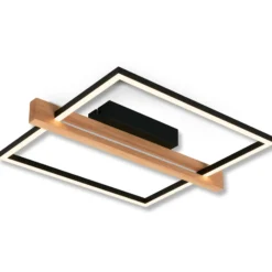 LED-Deckenleuchte Moldura, 43x35 cm, Holz, Metall, schwarz
