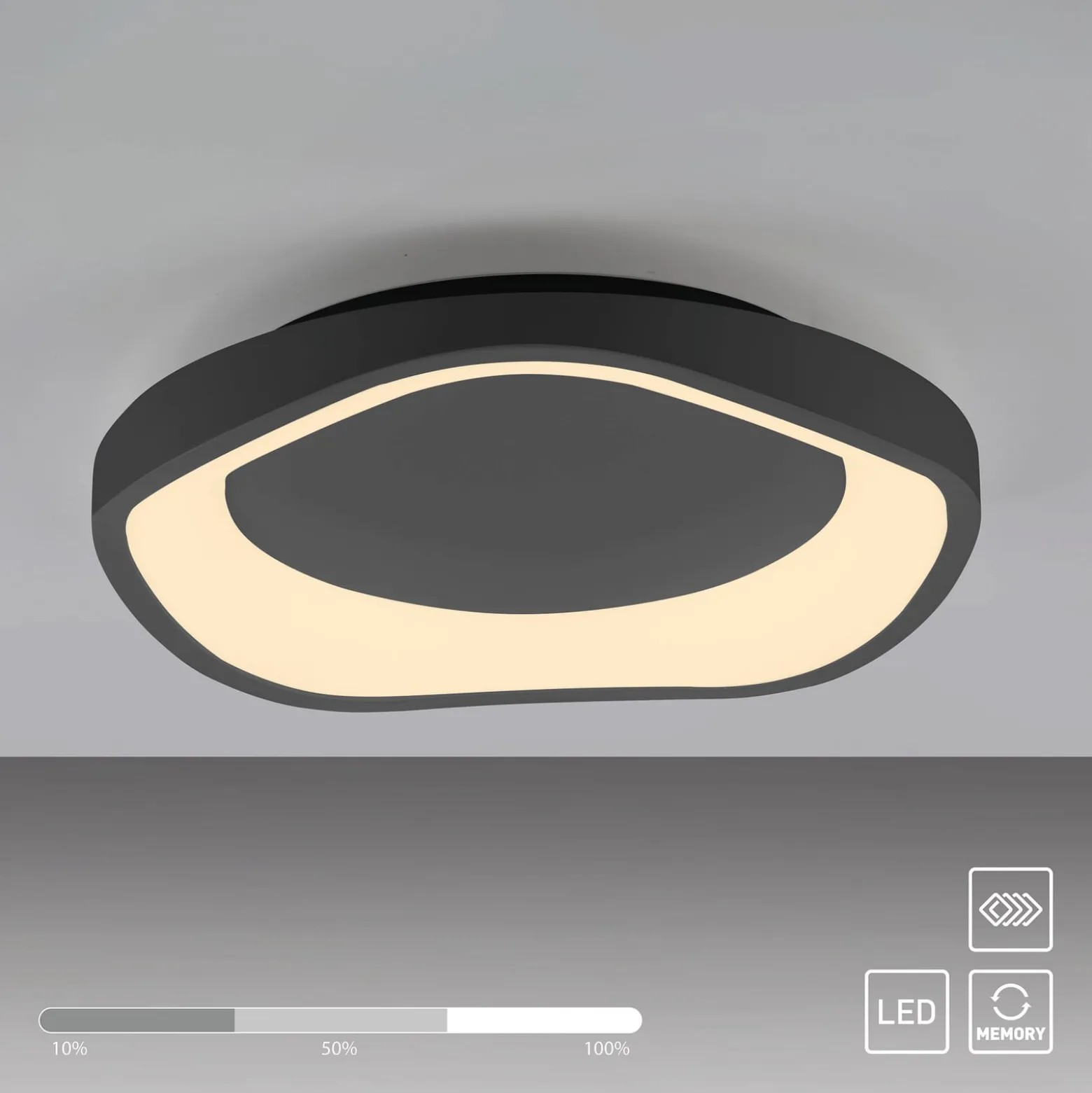 LED-Deckenleuchte MONTA, schwarz, Ø 40 cm, Metall, switchdim