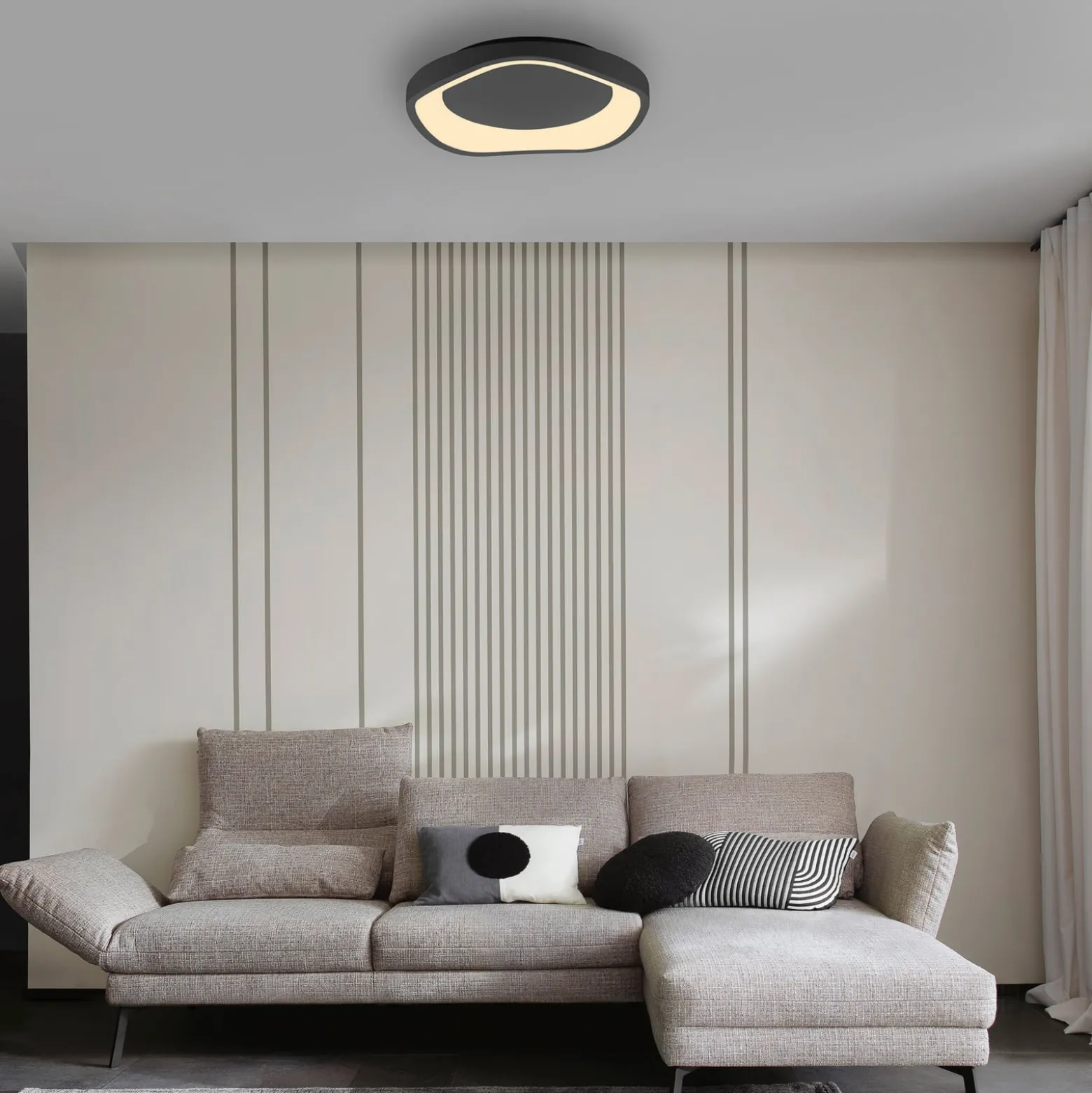 LED-Deckenleuchte MONTA, schwarz, Ø 40 cm, Metall, switchdim