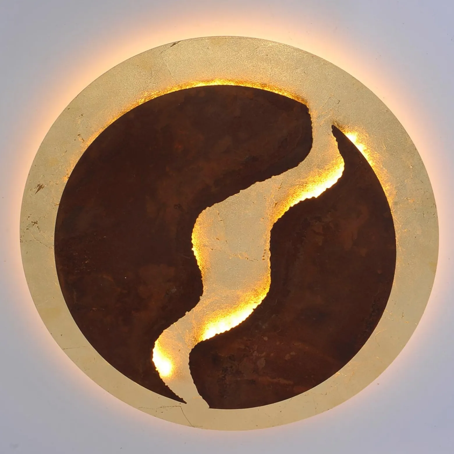 LED-Deckenleuchte Nevis, rund, Ø 50 cm, braun-gold