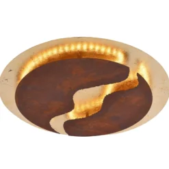 LED-Deckenleuchte Nevis, rund, Ø 50 cm, braun-gold