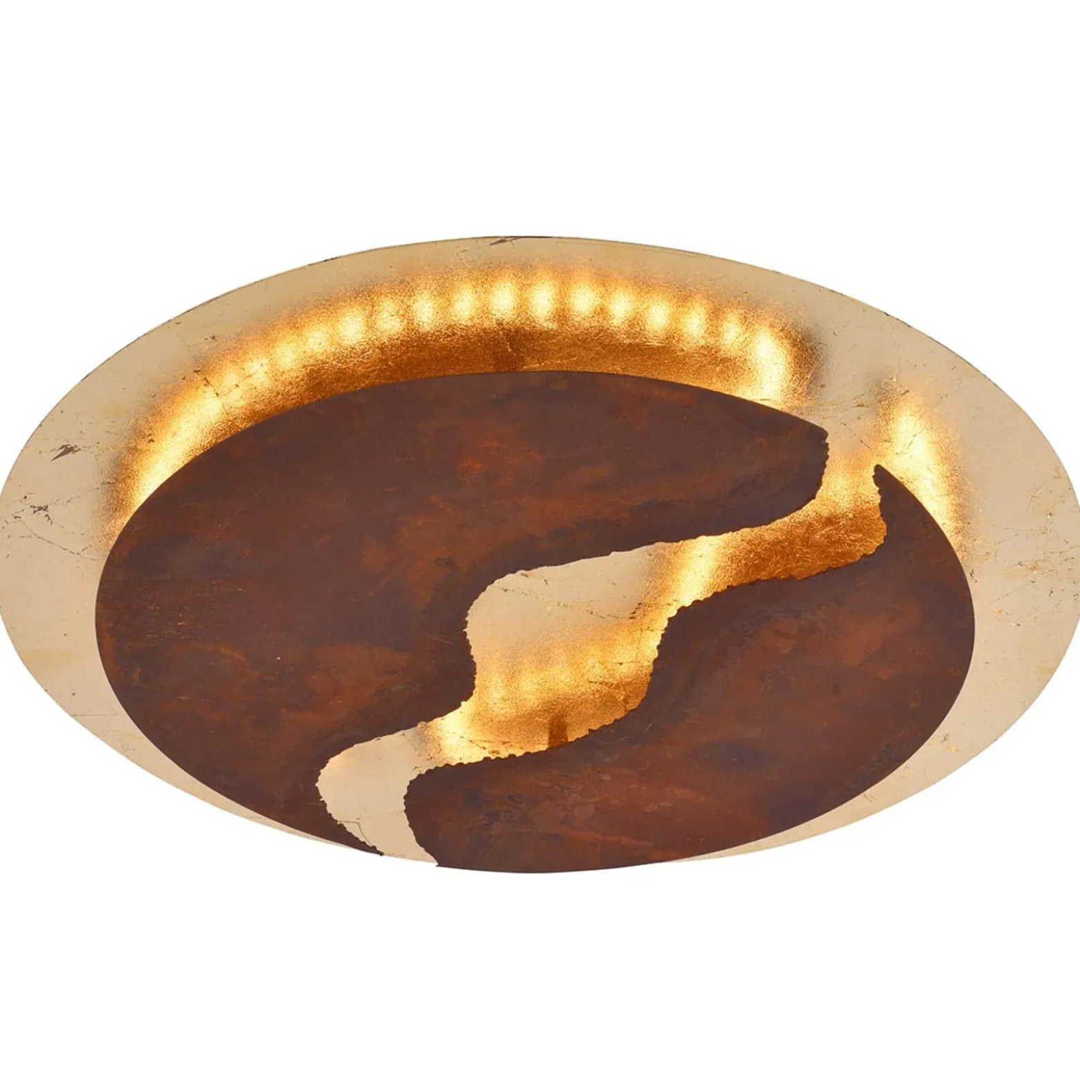 LED-Deckenleuchte Nevis, rund, Ø 50 cm, braun-gold