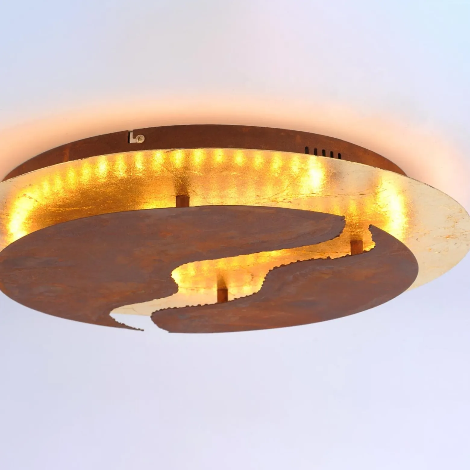 LED-Deckenleuchte Nevis, rund, Ø 50 cm, braun-gold