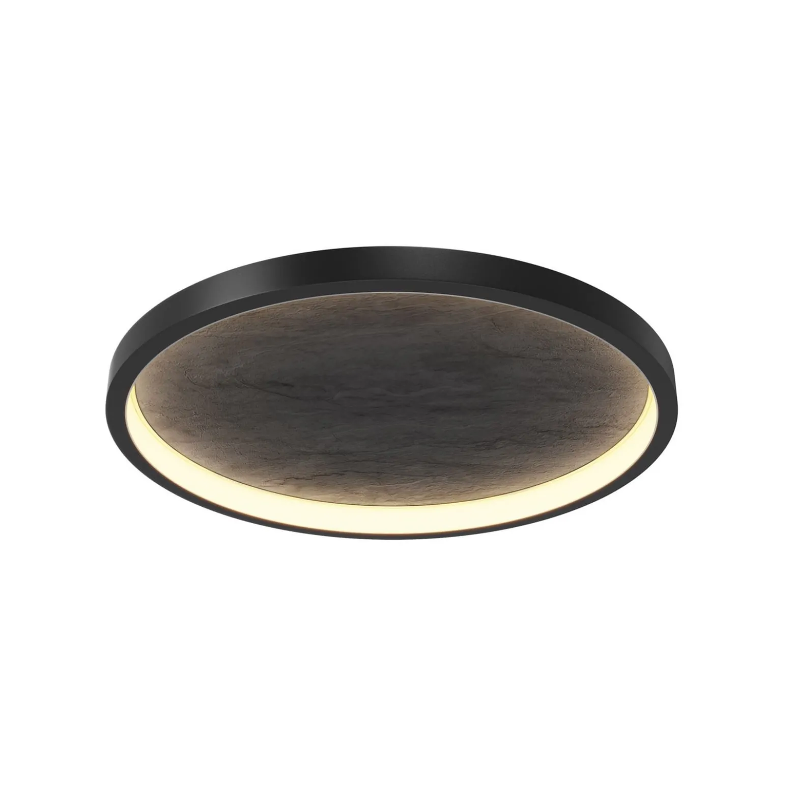 LED-Deckenleuchte Orign, Ø 60 cm, schwarz, Metall/Stein