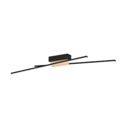 LED-Deckenleuchte Panagria, schwarz mit Holzdetail