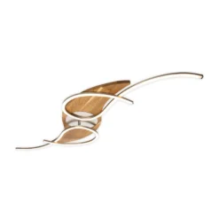 LED-Deckenleuchte Panama curved, eiche/nickel, Länge 128 cm