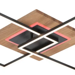 LED-Deckenleuchte Panama M Plus, eiche/schwarz, Länge 61 cm