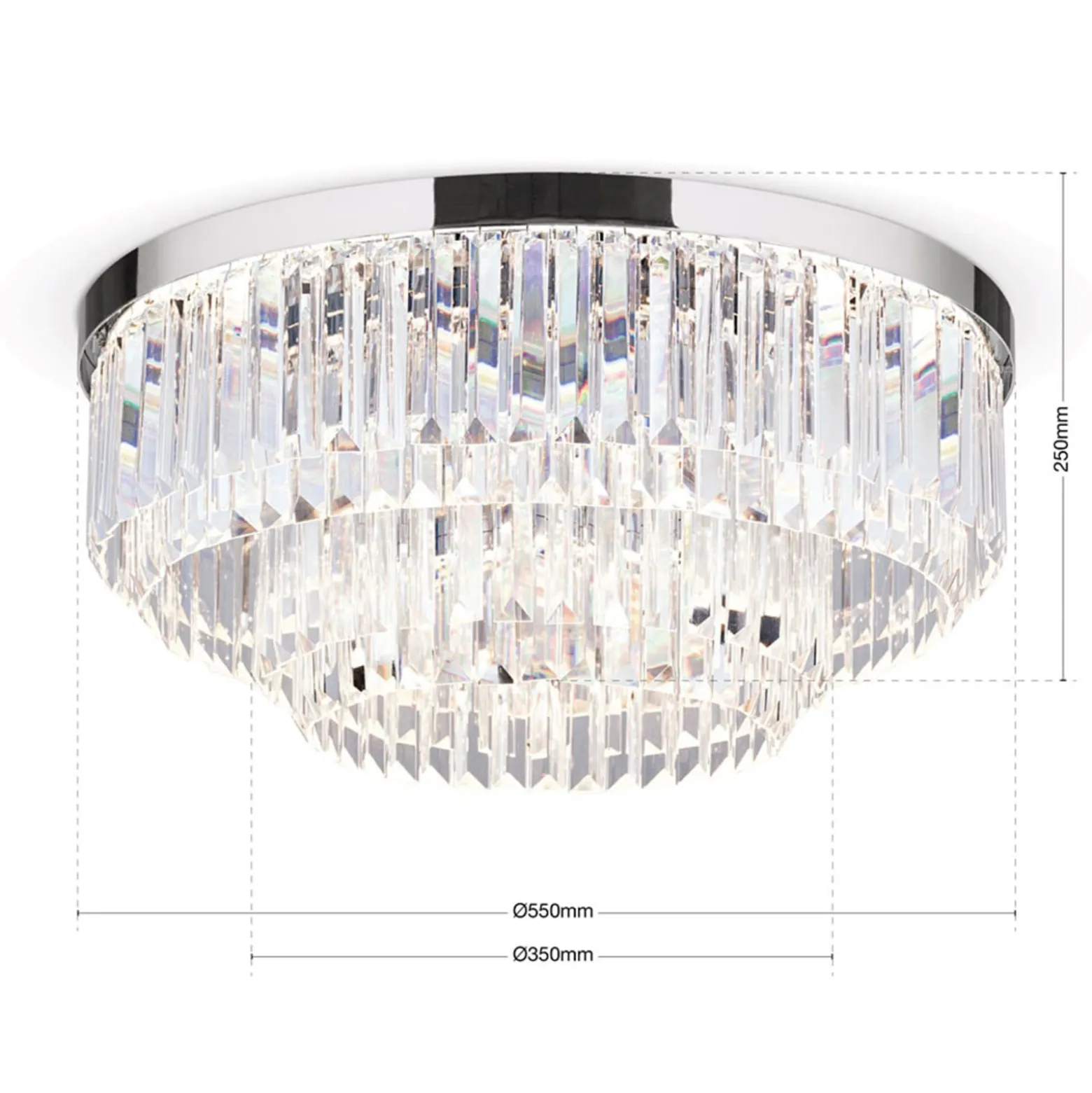 LED-Deckenleuchte Prism, chrom, Ø 55 cm