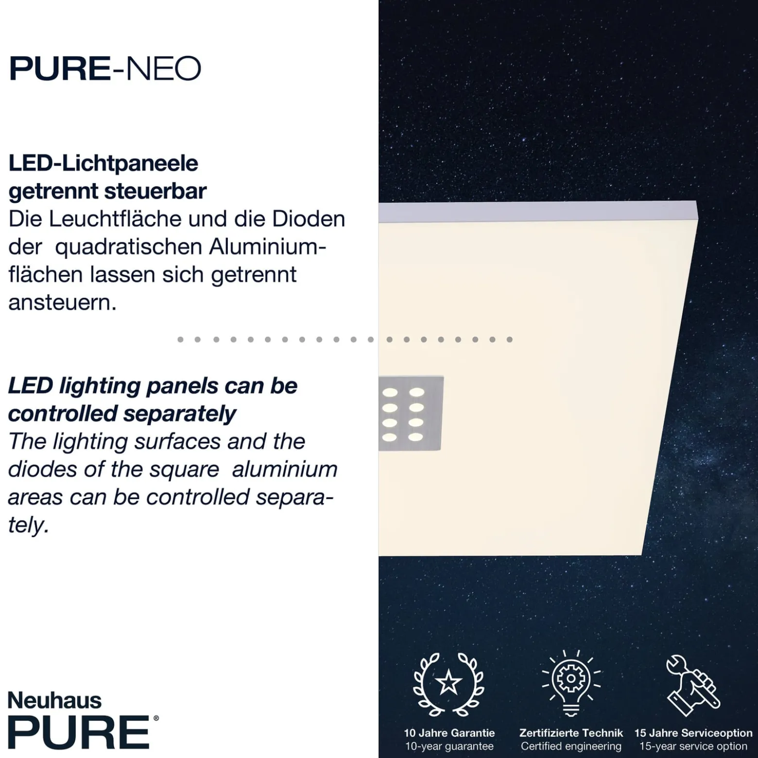 LED-Deckenleuchte PURE Neo, 45 cm, alu, CCT, Fernbedienung
