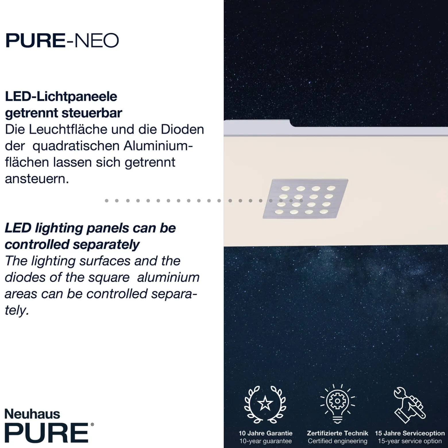 LED-Deckenleuchte PURE Neo, 120 cm, alu, CCT, Fernbedienung