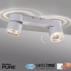 LED-Deckenleuchte PURE Nola, zweiflammig, weiß
