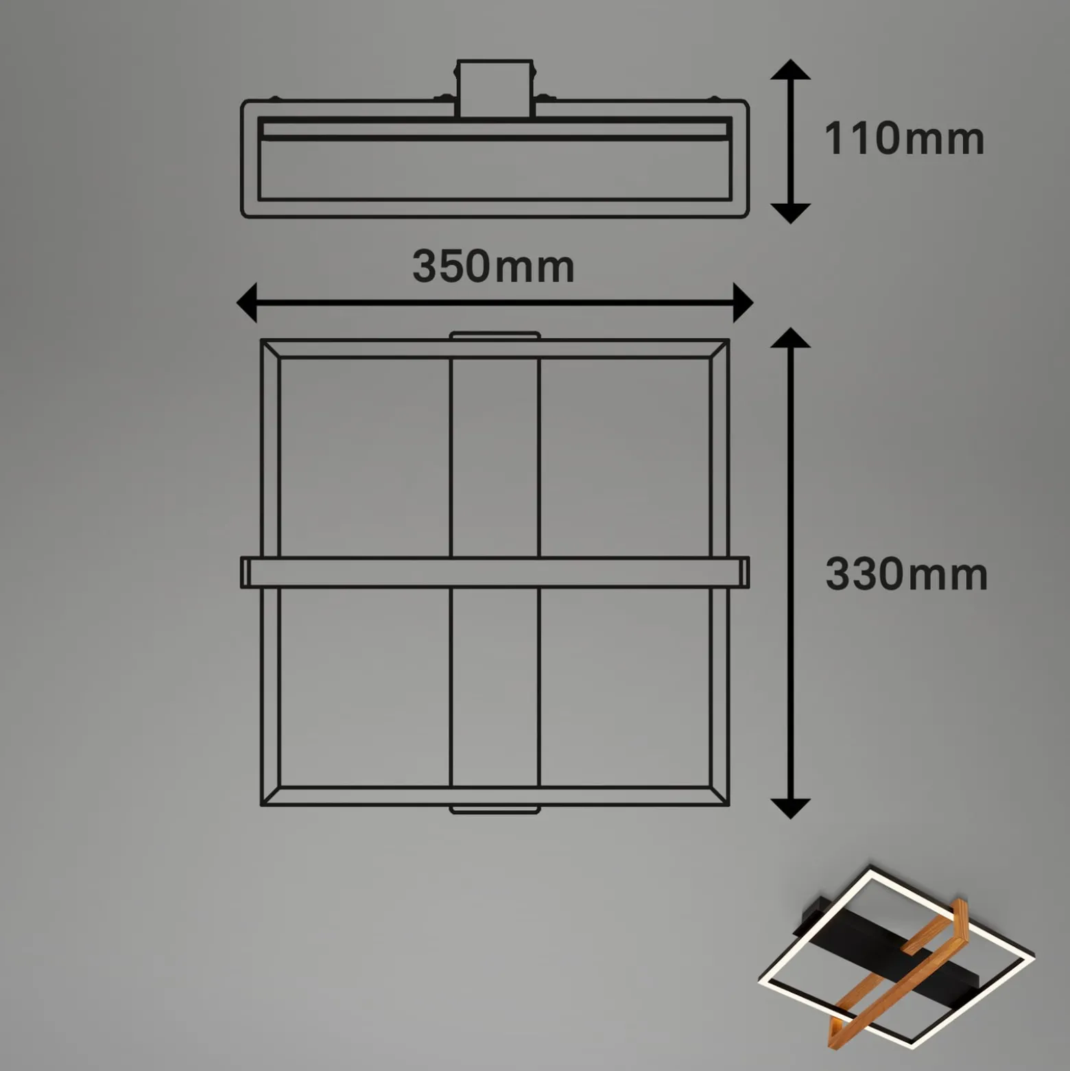 LED-Deckenleuchte 3775015 Quadrat 1fl. mit Holz