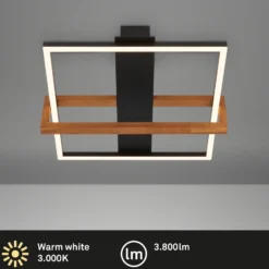 LED-Deckenleuchte 3775015 Quadrat 1fl. mit Holz