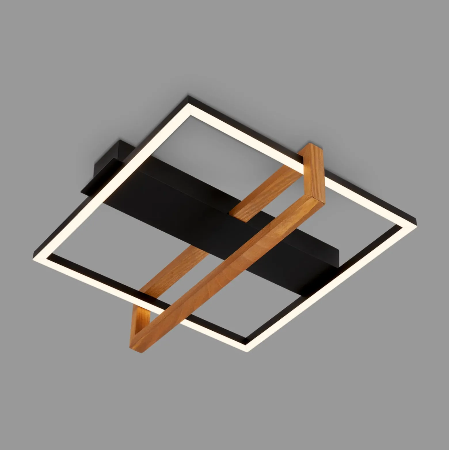 LED-Deckenleuchte 3775015 Quadrat 1fl. mit Holz