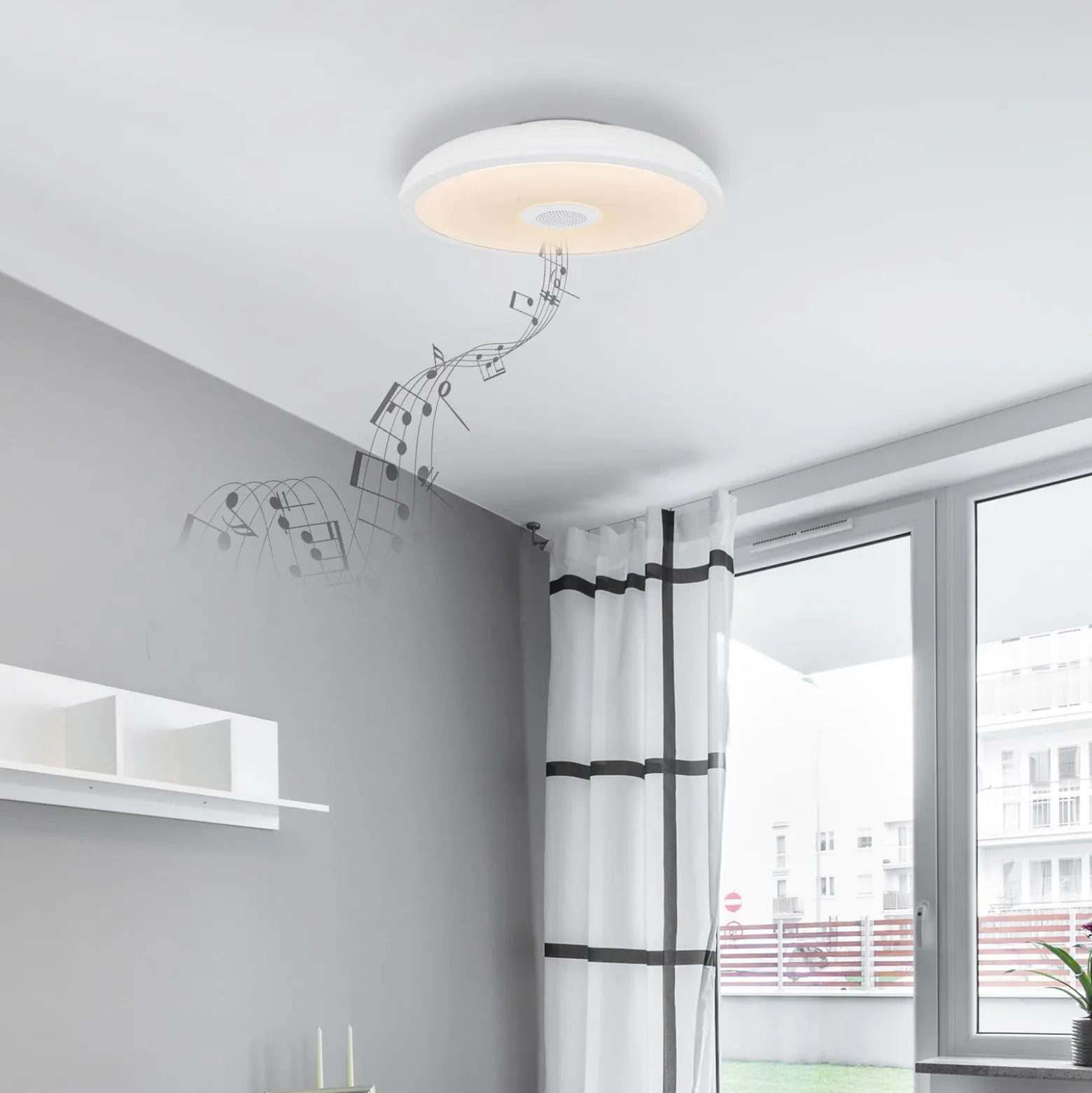 LED-Deckenleuchte Raffy Lautsprecher RGBW weiß
