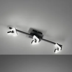 LED-Deckenleuchte Ray, 60 cm, 3-flammig, schwarz, Metall