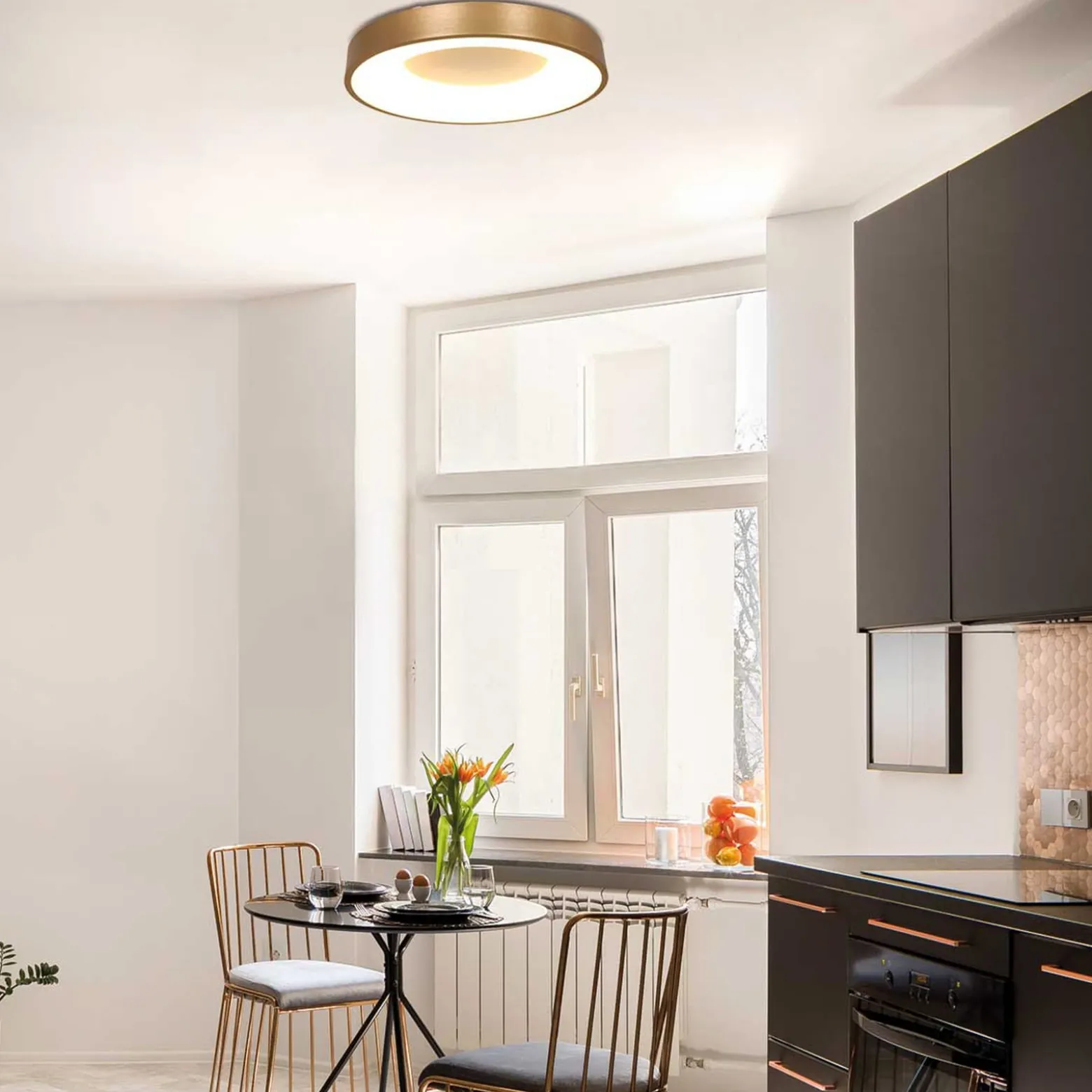 LED-Deckenleuchte Ringlede, 2.700 K, Ø 48 cm, gold, Metall