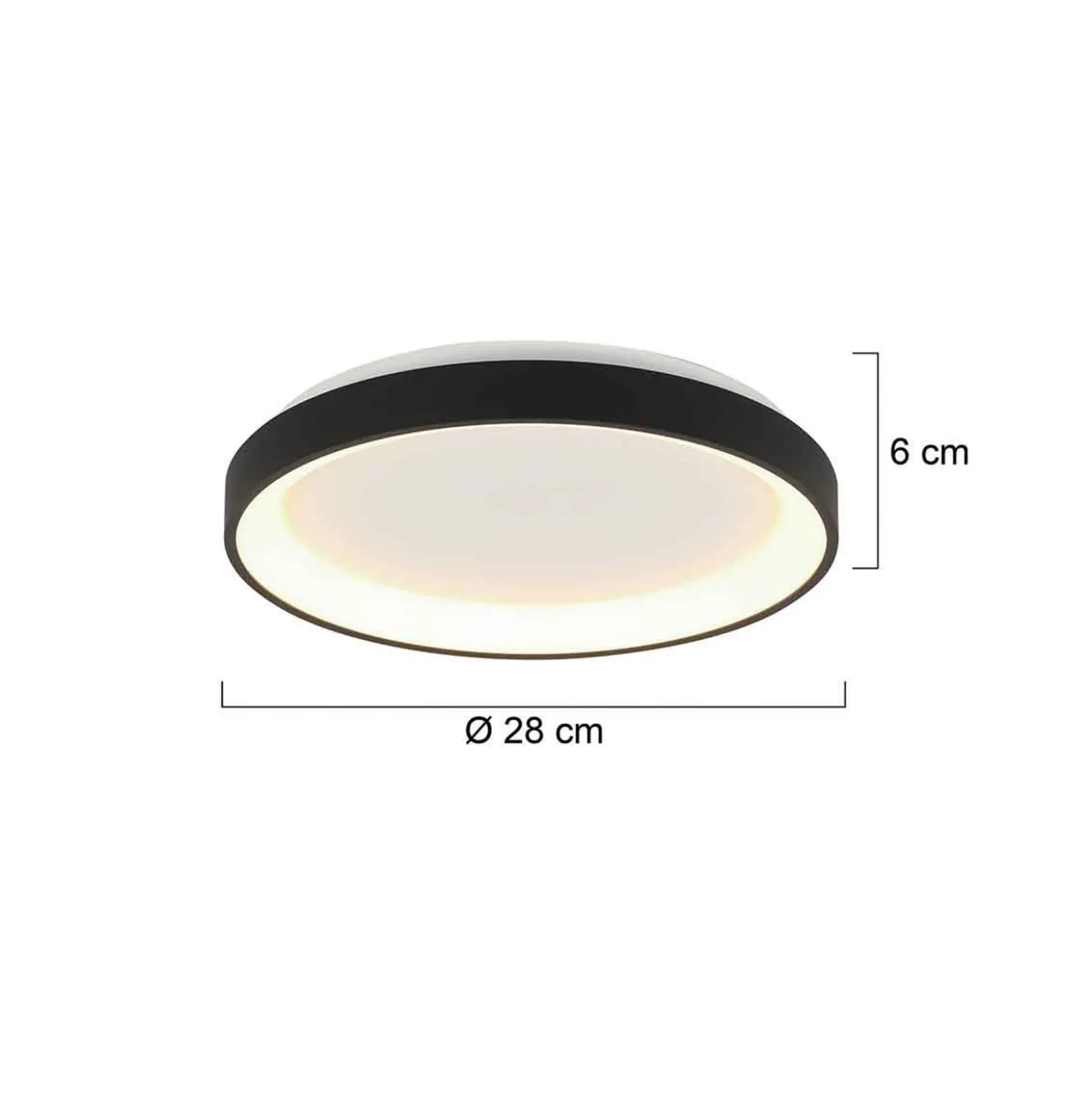 LED-Deckenleuchte Ringlede, schwarz, Höhe 6 cm, Ø 28 cm